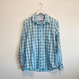 CHUBBIES Men’s Long Sleeve Plaid Woven Button Front Shirt M Medium Blue Purple